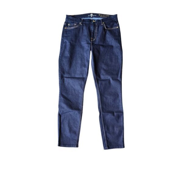 7 For All Mankind The High waist Cropped Skinny Blue Women’s Jeans. Size 30 - Picture 1 of 9